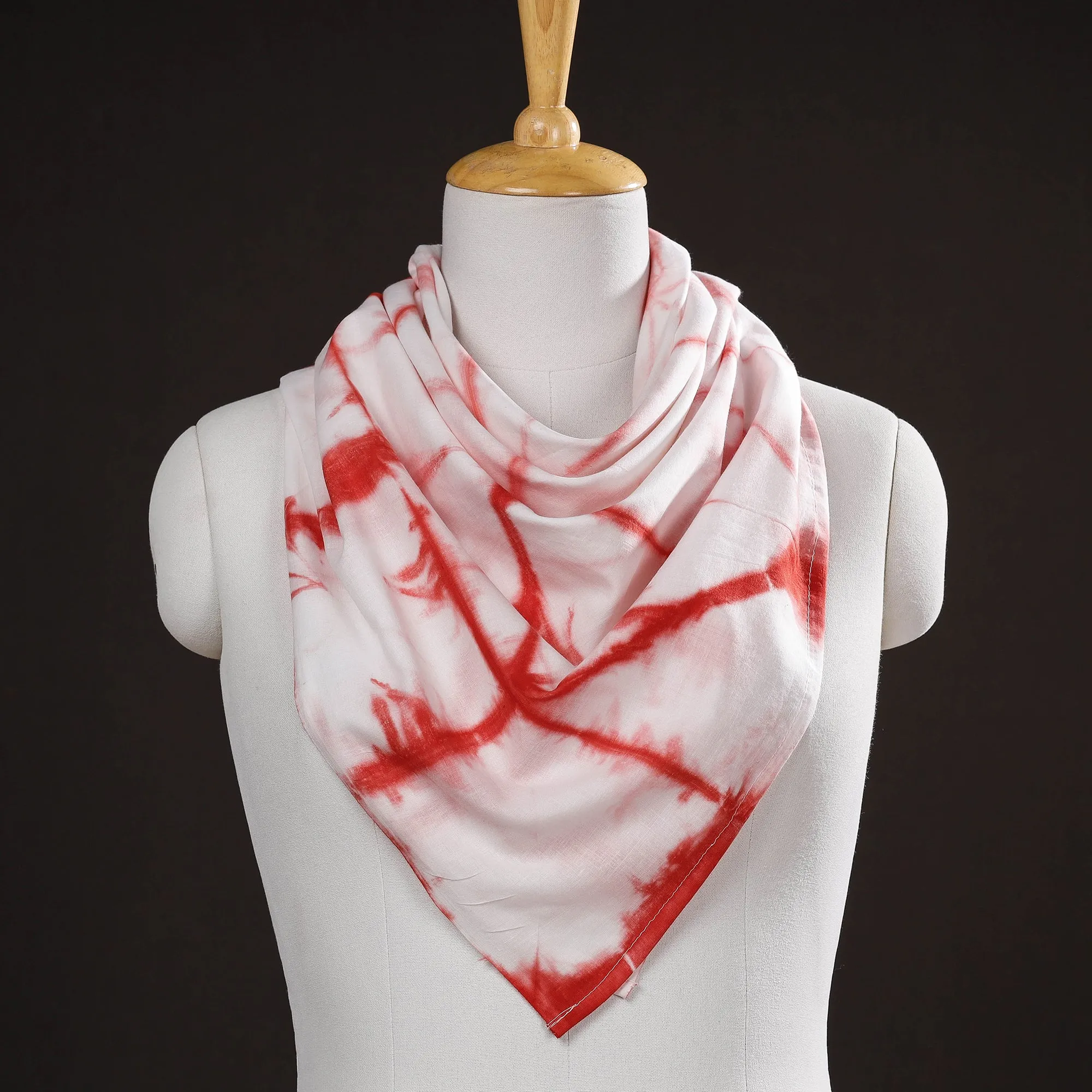 Red - Shibori Tie-Dye Pure Cotton Scarf