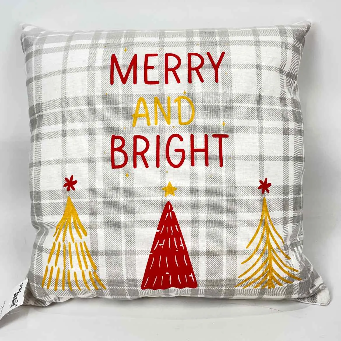 Red/Gray Cloth Merry and Bright pillow Christmas Decor