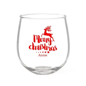 Reindeer Christmas Stemless Wine Glass