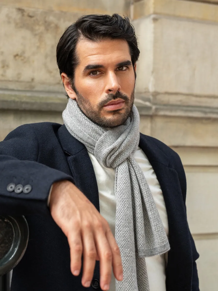 Riccardo (grey & white) - 100% cashmere scarf with pattern