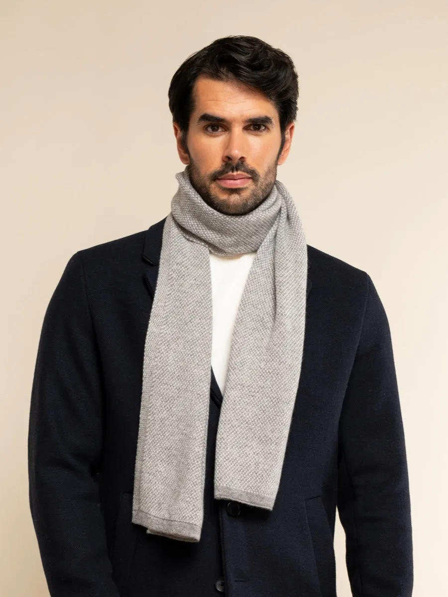 Riccardo (grey & white) - 100% cashmere scarf with pattern