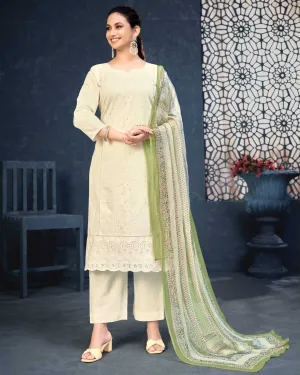 Rivaa Pure Cotton Off-White Unstitched Salwar Suit Material