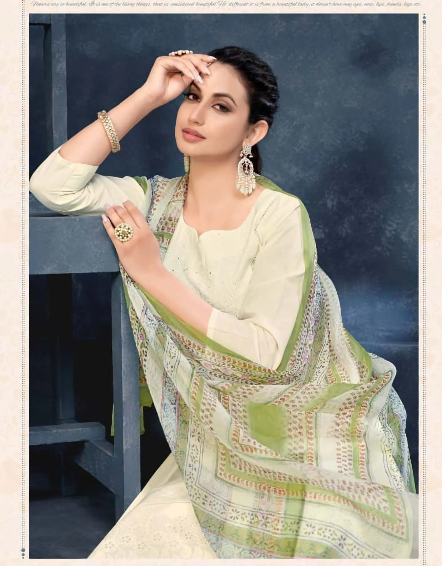 Rivaa Pure Cotton Off-White Unstitched Salwar Suit Material