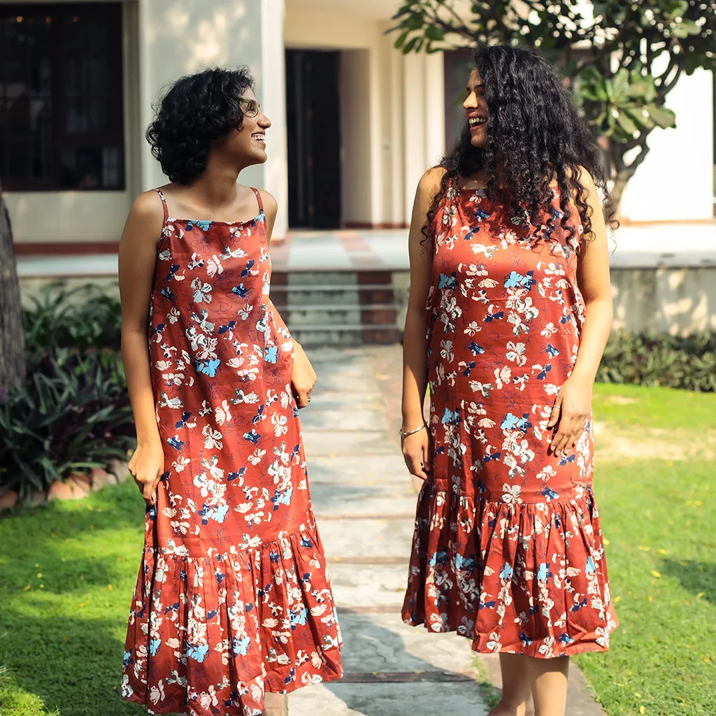 Rustic color floral dress