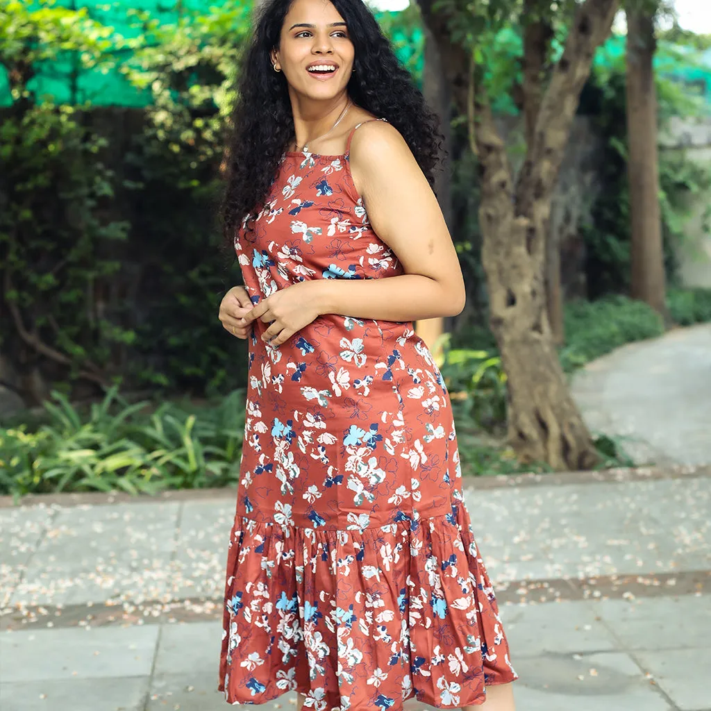 Rustic color floral dress