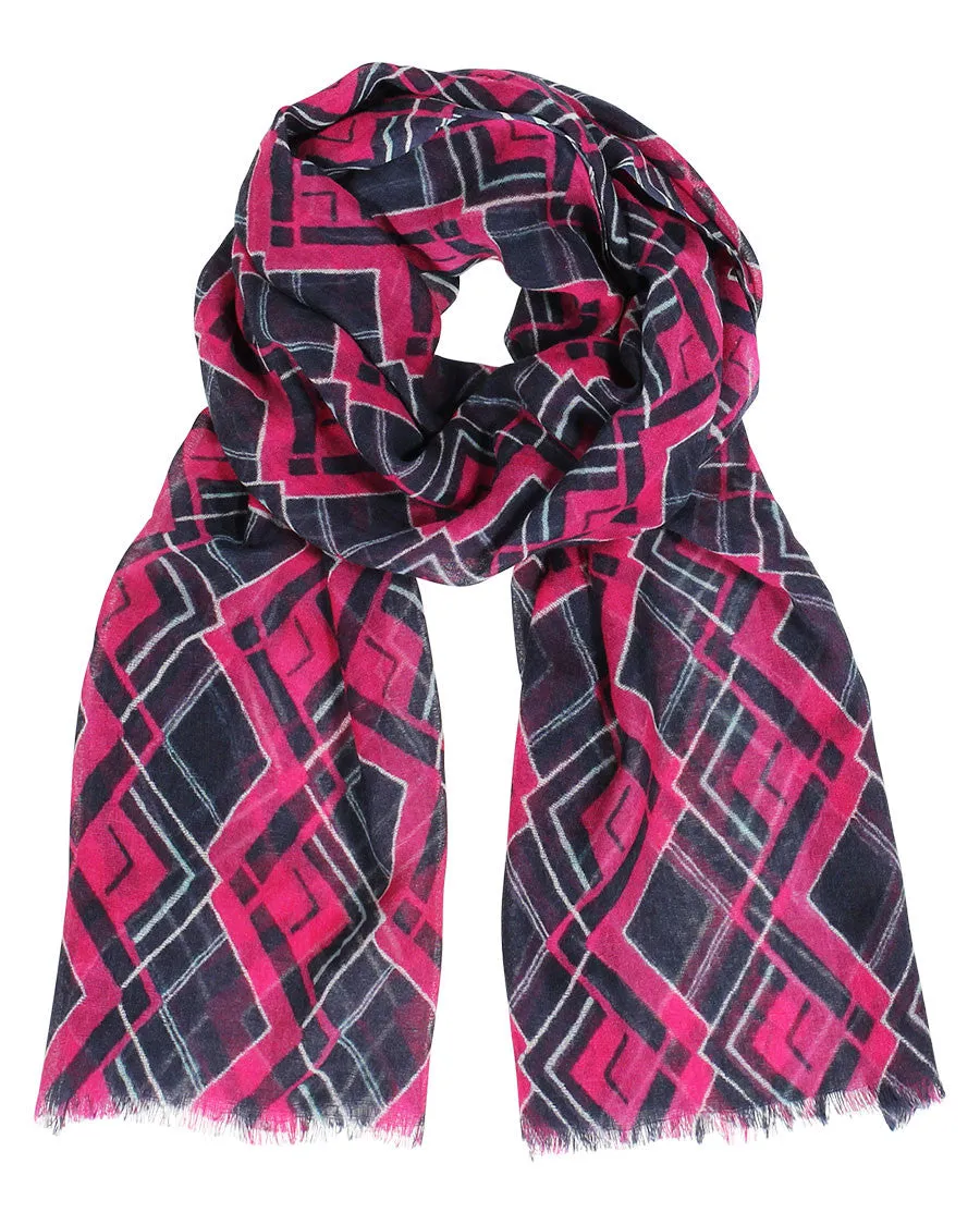 Sarah Geode Chevron Fine Wool Scarf