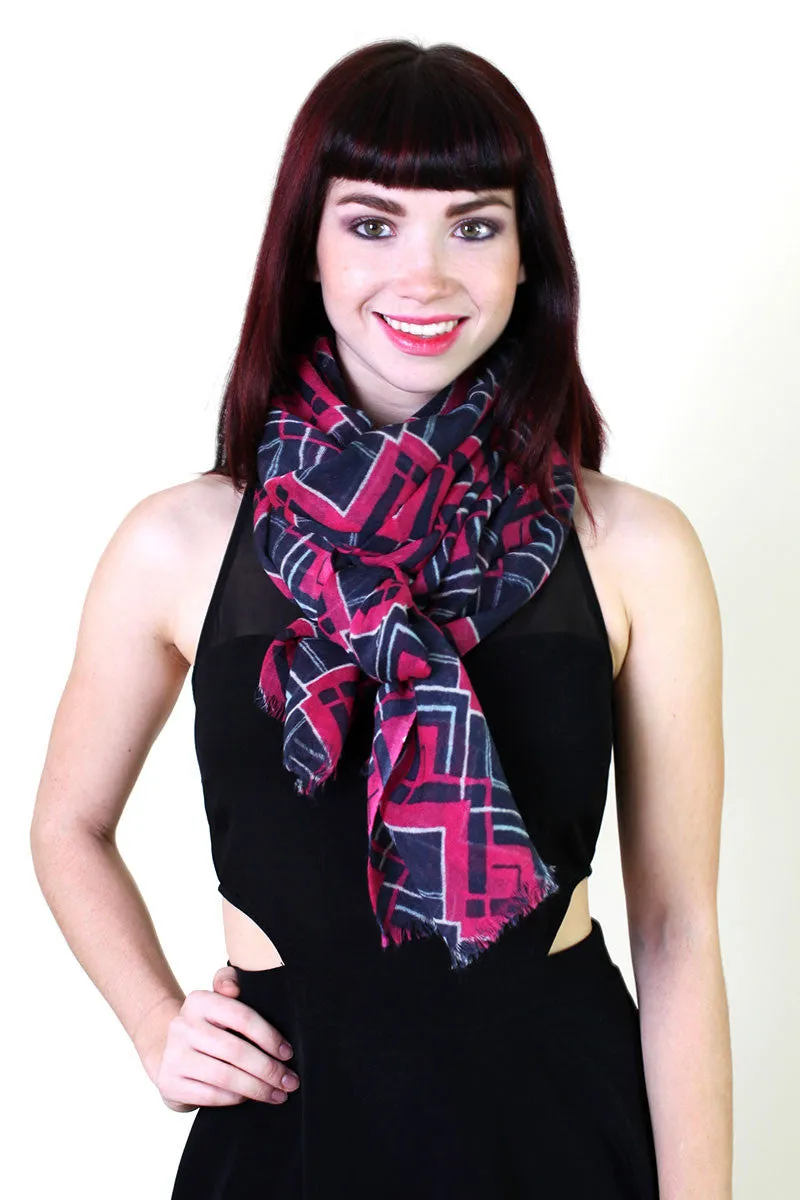 Sarah Geode Chevron Fine Wool Scarf