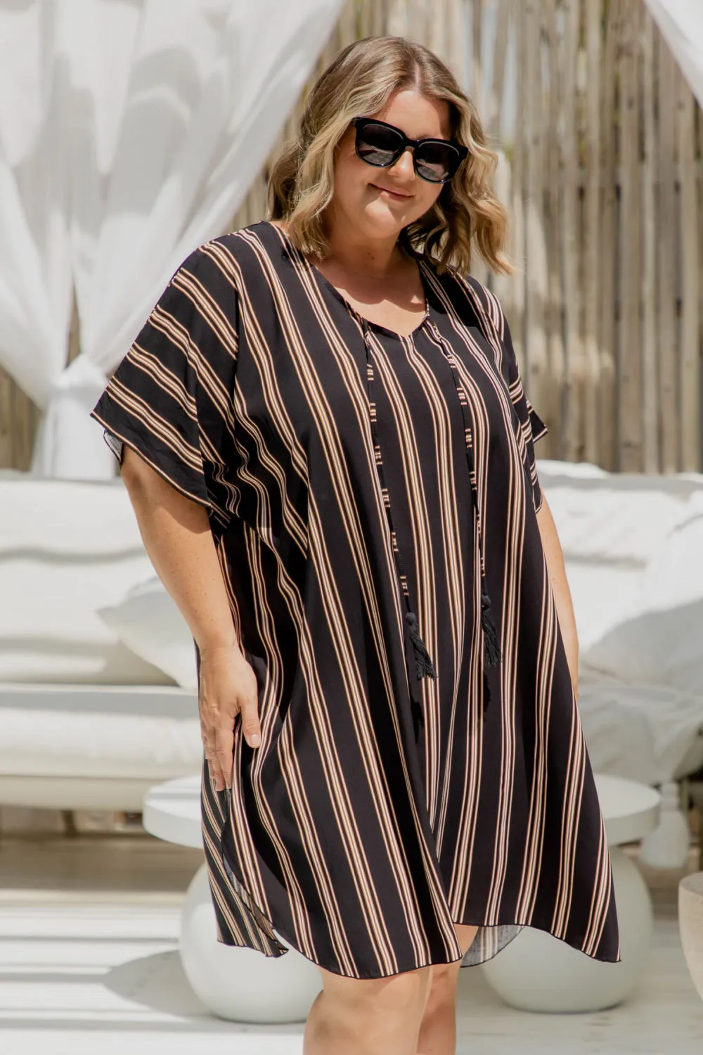 Short Kaftan Dress - Stella Stripe