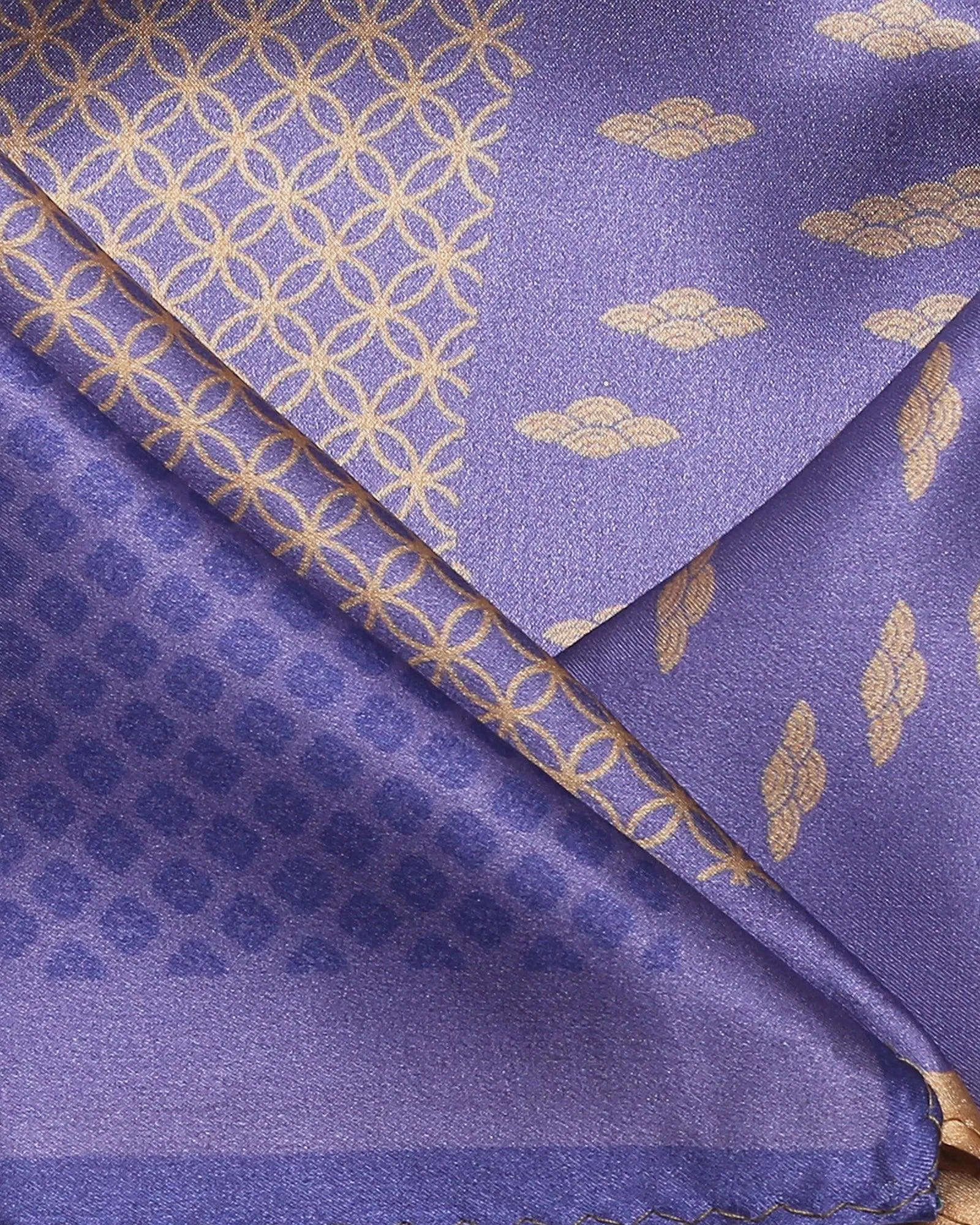 Silk Dark Purple Printed Pocket Square - Sydney