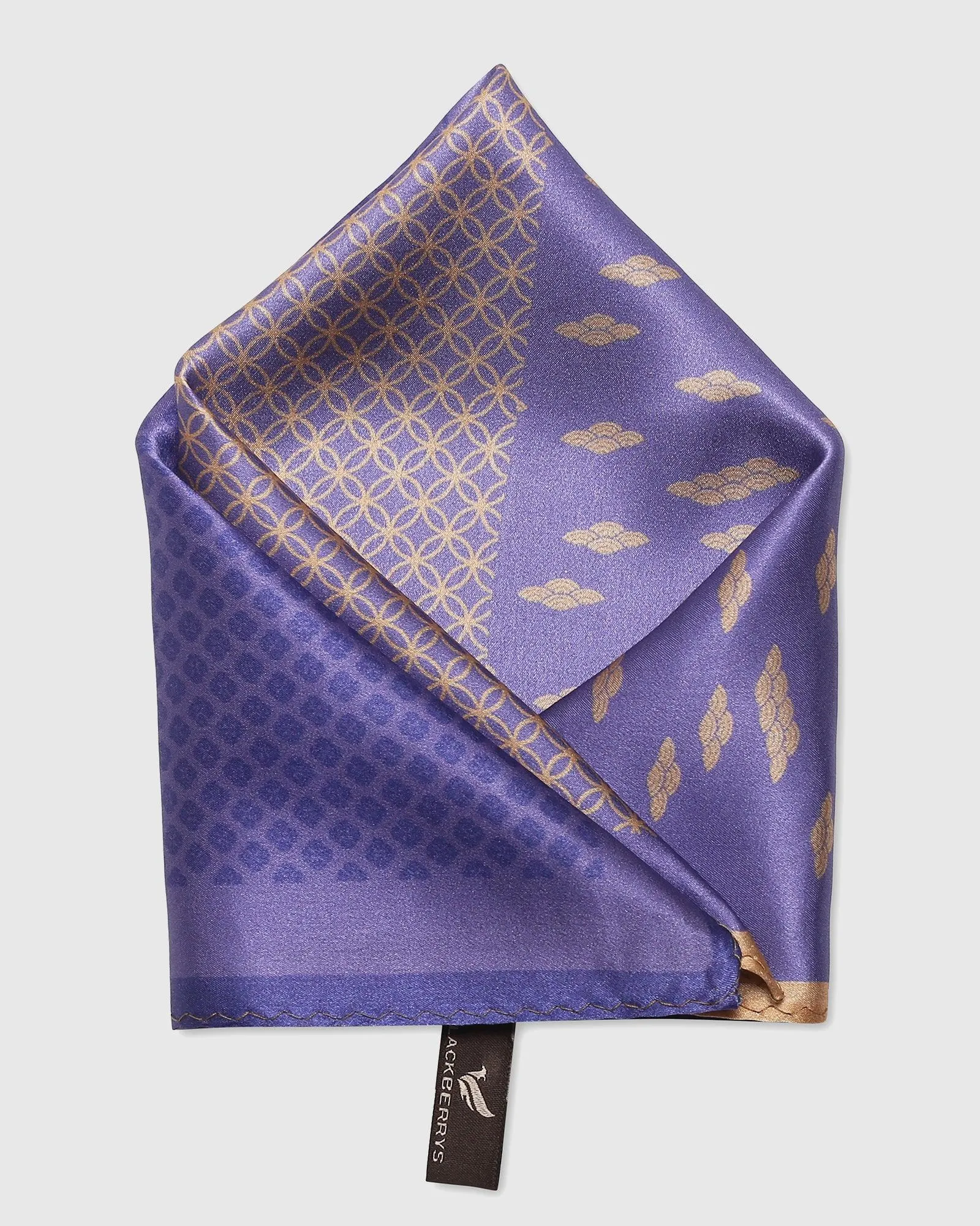 Silk Dark Purple Printed Pocket Square - Sydney