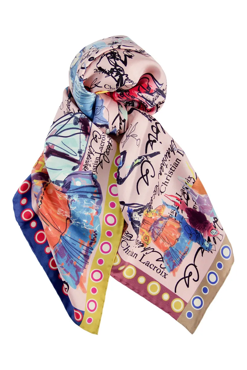 Silk scarf "Croquis" Lacroix - warm pink