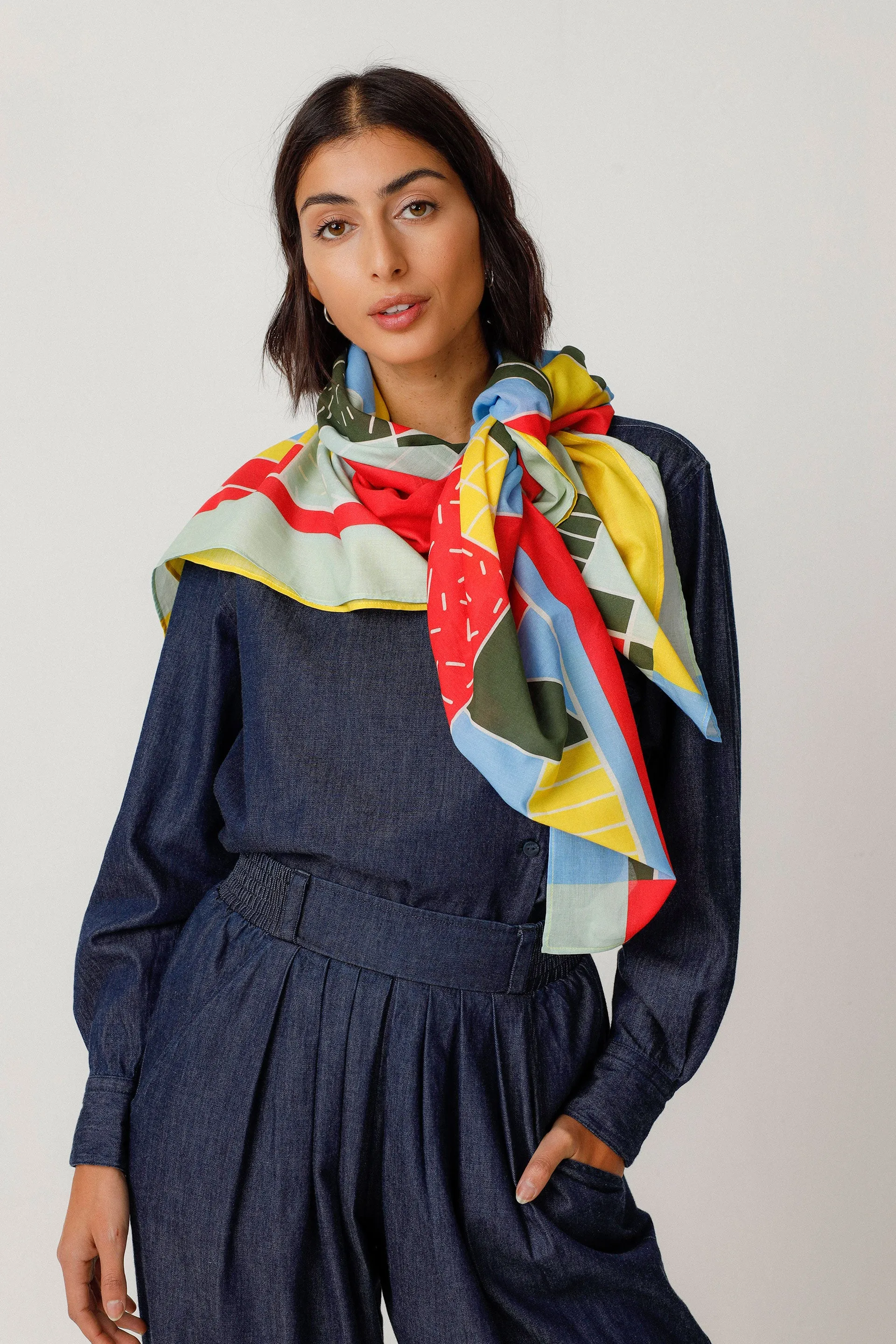 SKFK Multi Colour Square Scarf WSC00374