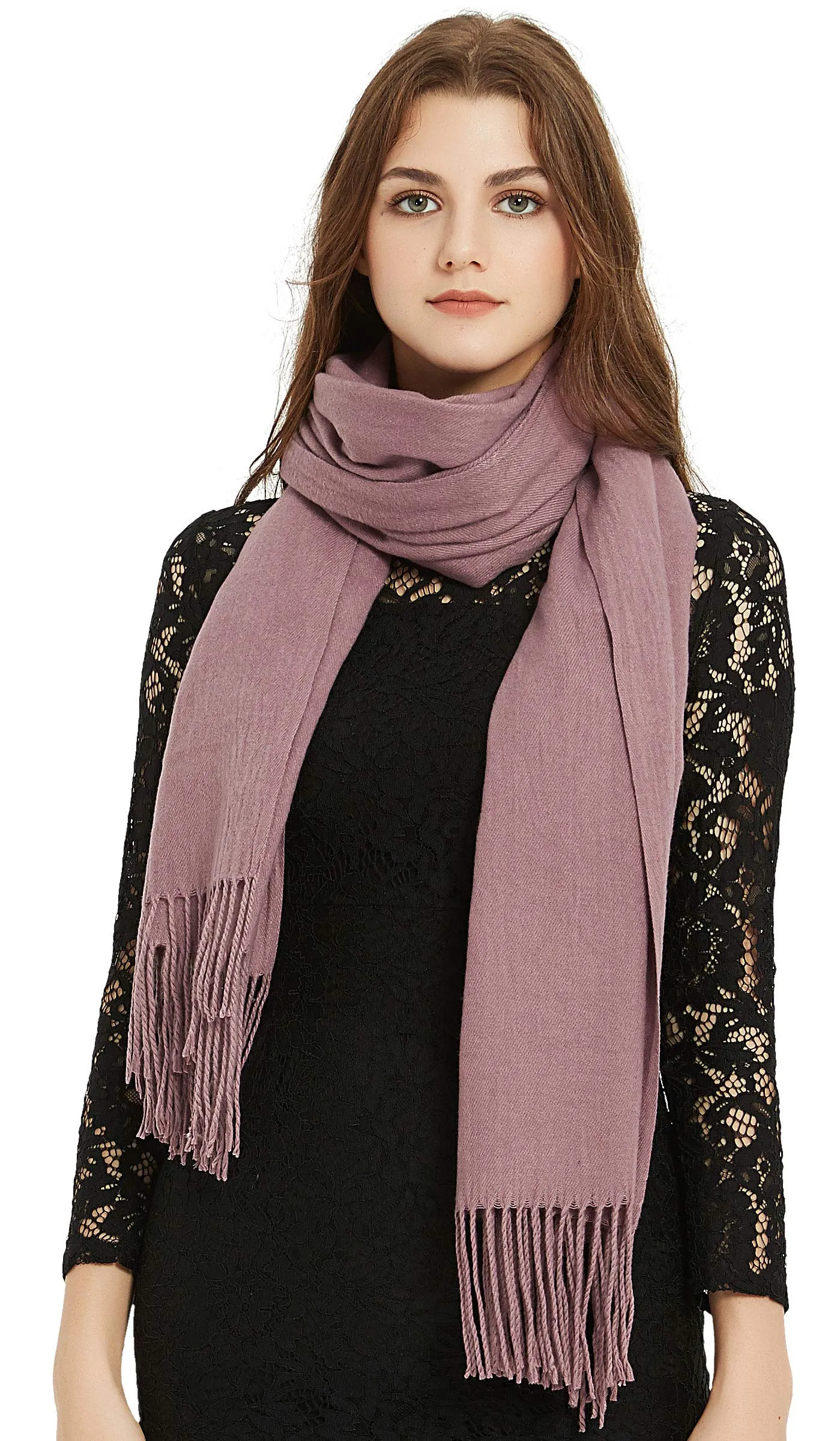 Soft Elegant Solid Color Virgin Wool Cashmere Scarf Shawl Warp