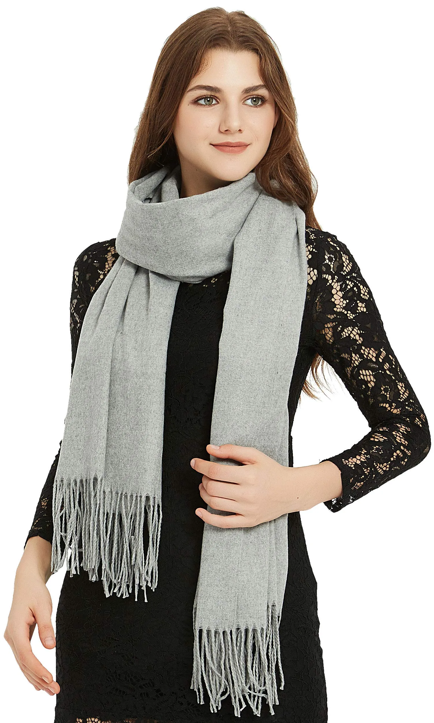 Soft Elegant Solid Color Virgin Wool Cashmere Scarf Shawl Warp