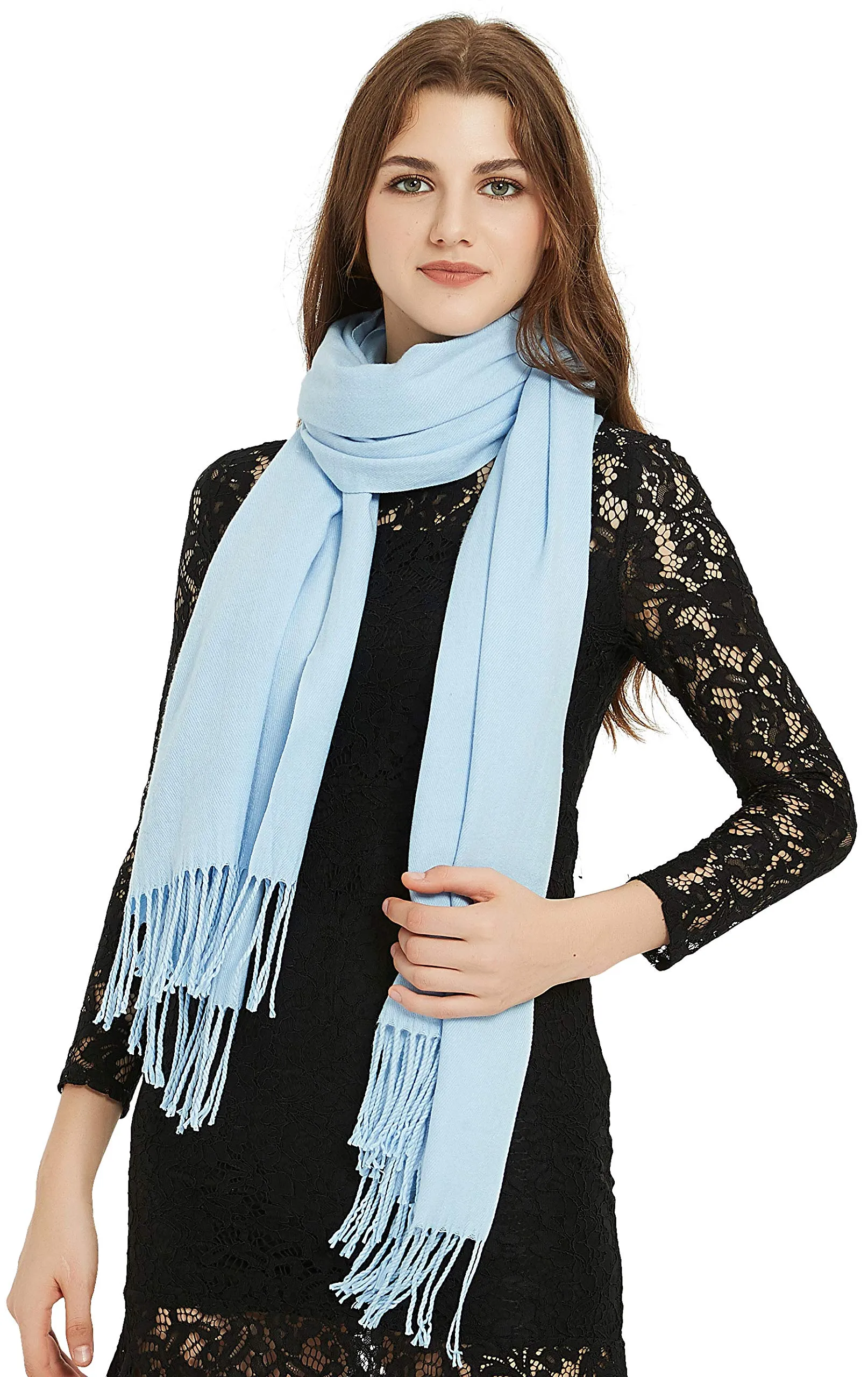 Soft Elegant Solid Color Virgin Wool Cashmere Scarf Shawl Warp