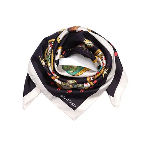 Square Zodiac Manuscript Silk Scarf