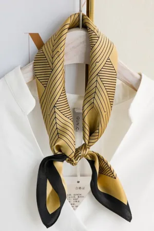 Striped Geometric Silk Scarf & Mulberry Silk Small Square Scarf Gift Box