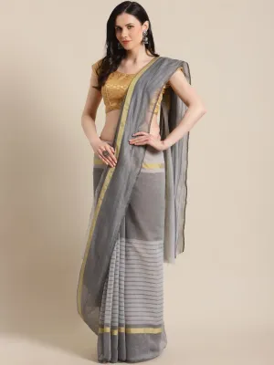 SVB Saree Grey Polycotton Silk Saree