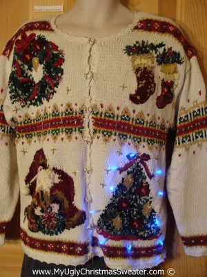 Tacky 80s Xmas Sweater with Lights 2sided Design (g136)