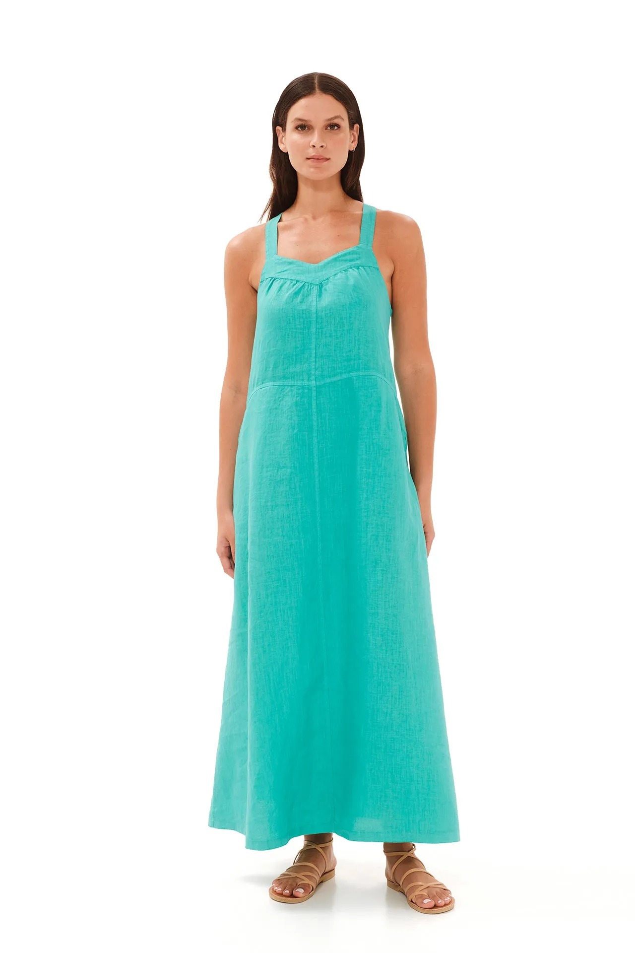 Tank Linen Maxi Dress Green