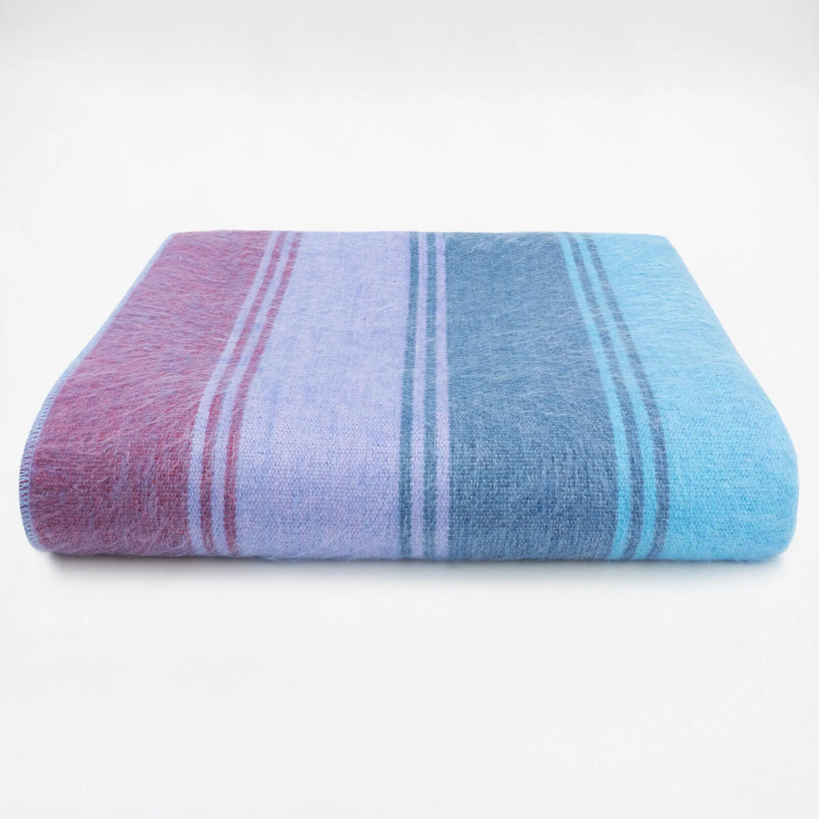 Tinizaray - Baby Alpaca Wool Throw Blanket / Sofa Cover - Queen 95 x 67 in - purple/turquoise colors