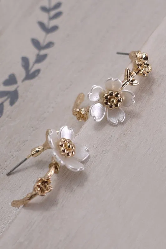 Total Zen Pearl & Flower Hoop Earrings