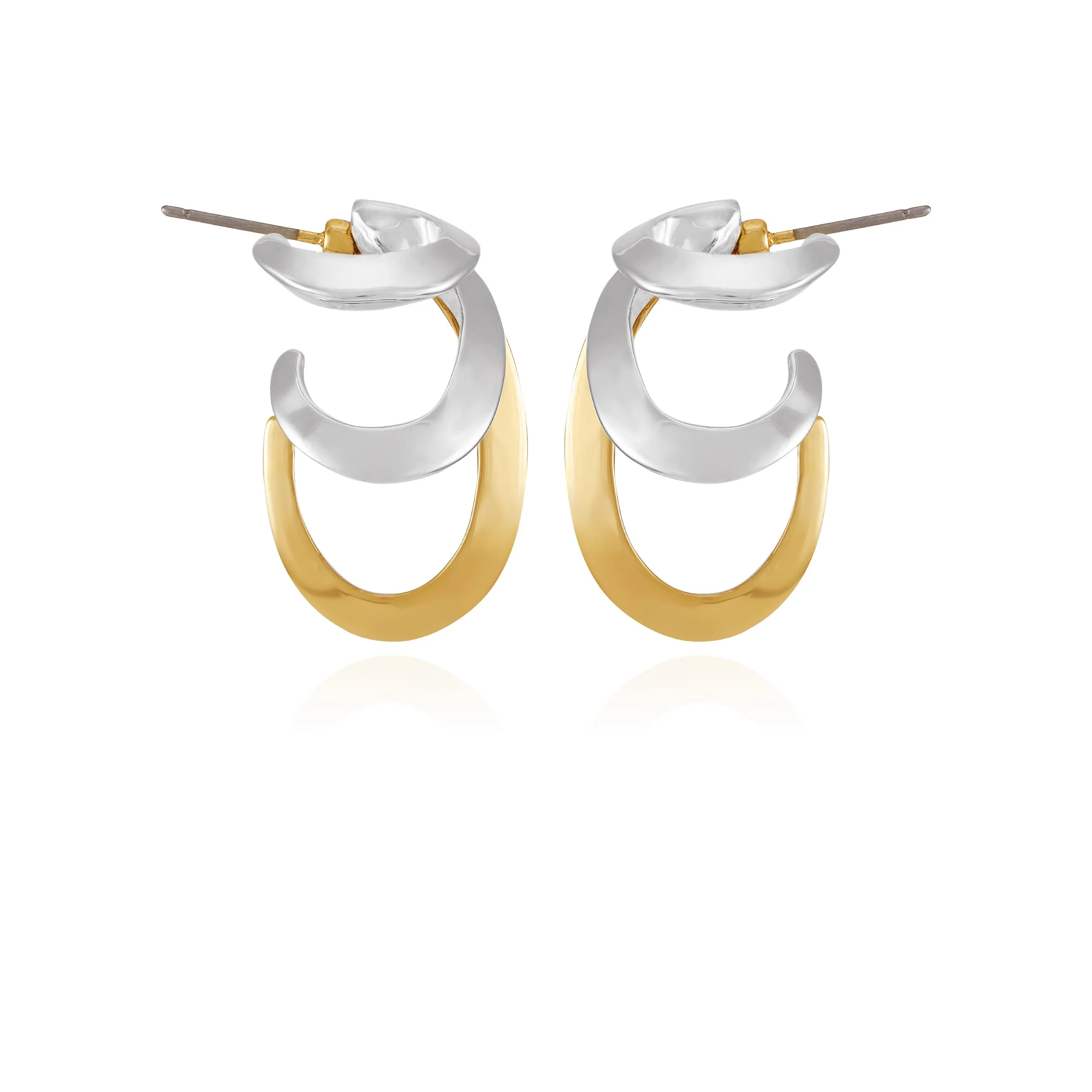 Two Tone Gilded Leaf Hoop Earrings