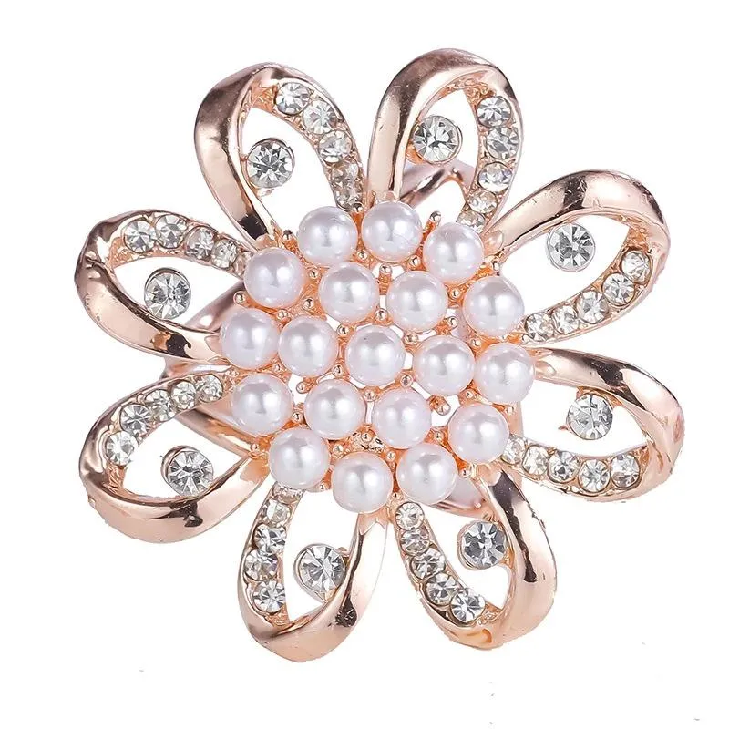 Vibrant Rhinestone and Pearl Scarf Buckle Ring