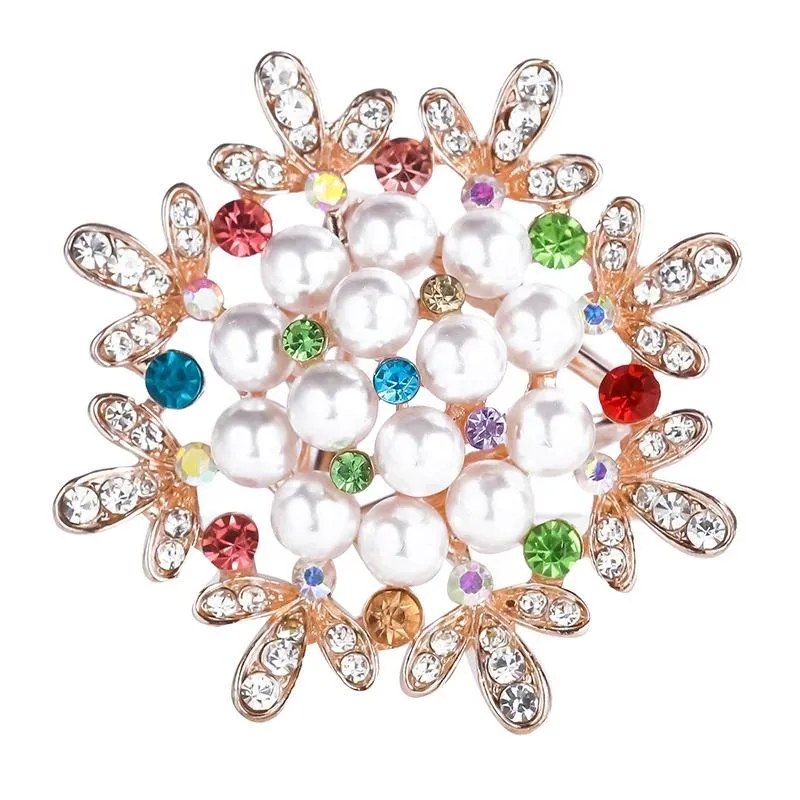 Vibrant Rhinestone and Pearl Scarf Buckle Ring