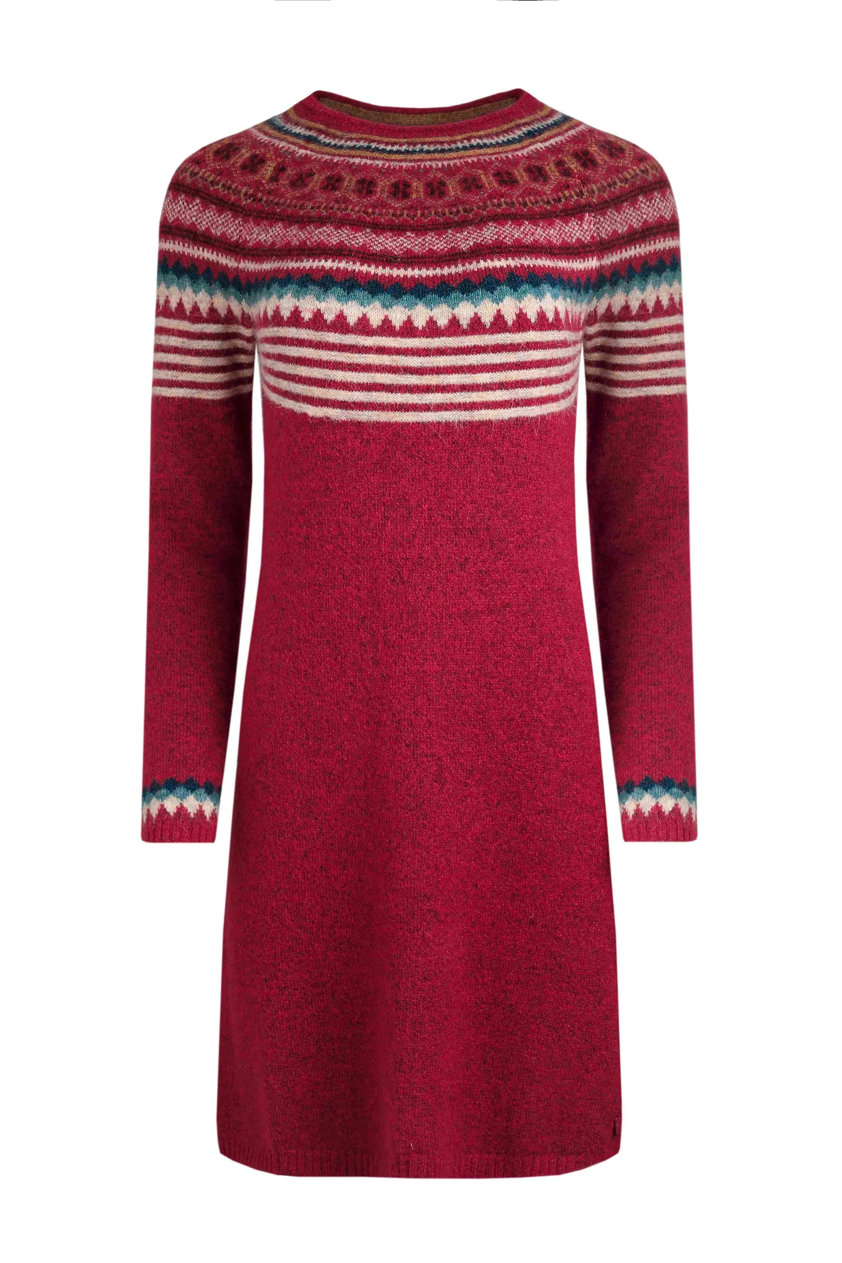 Weird Fish 18 Rhubarb Blakely Eco Fair Isle Knitted Dress