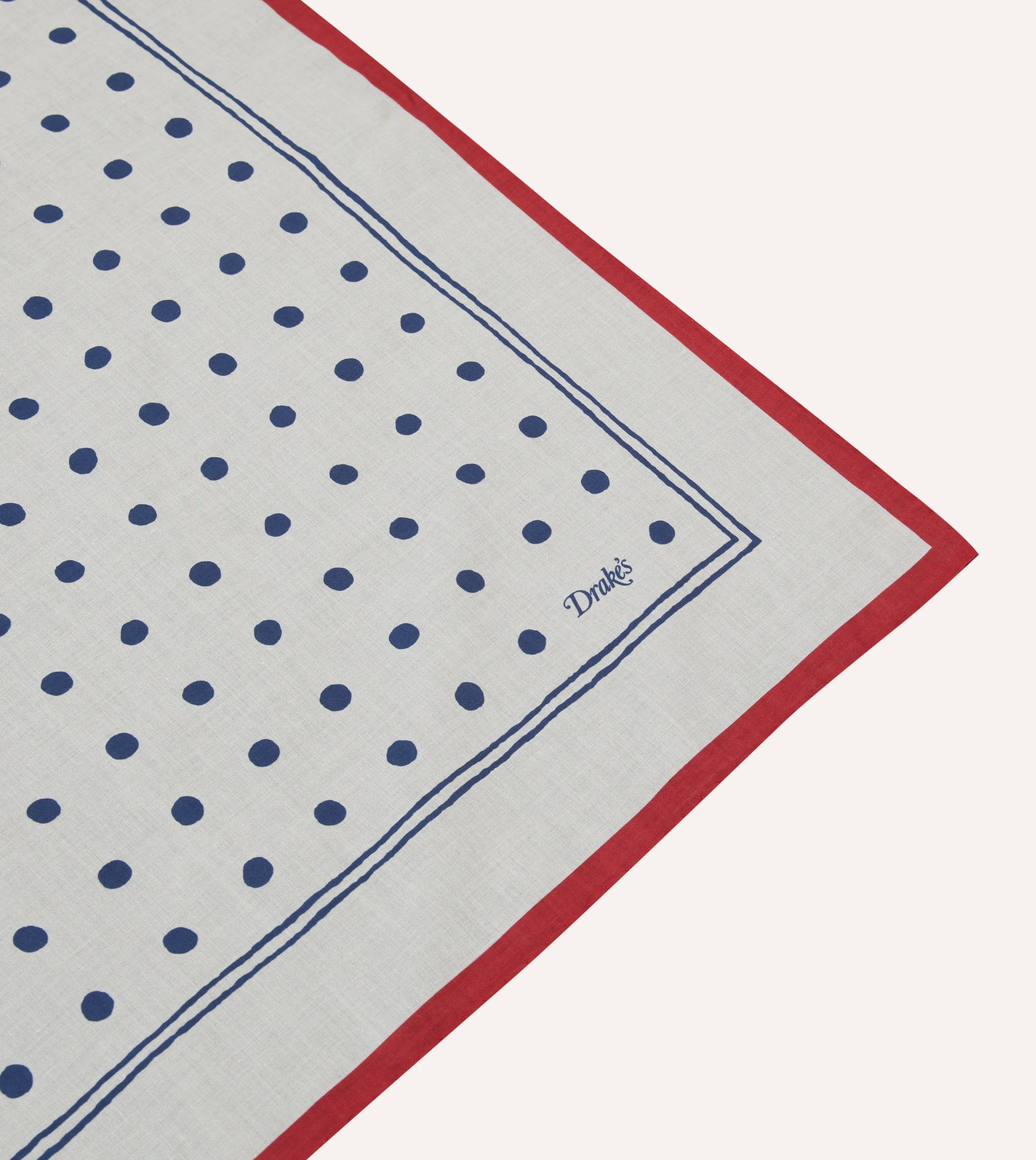 White and Navy Polka Dot Print Bandana