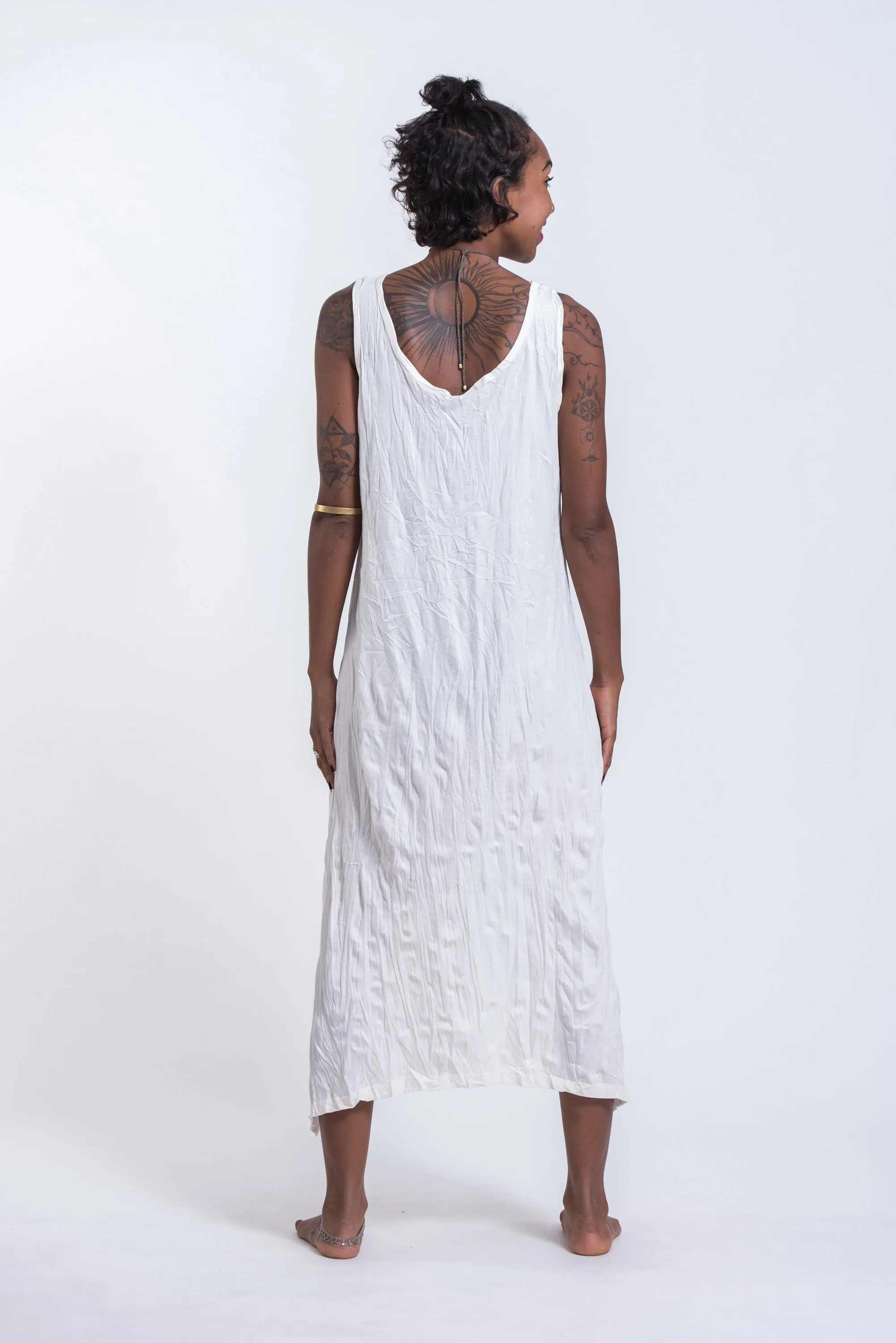 Womens Infinitee Om Long Tank Dress in White