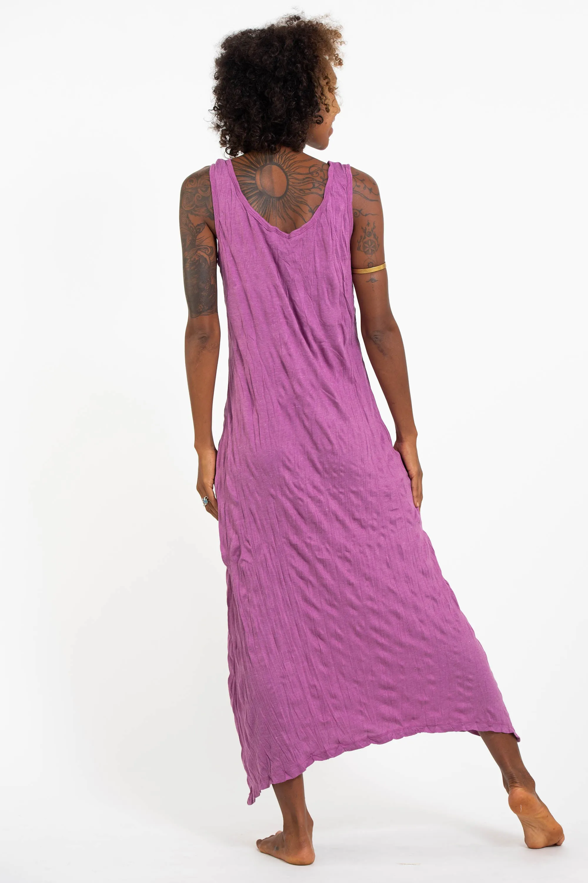 Womens Sacred Geometry Mandala Long Tank Dress in Pink