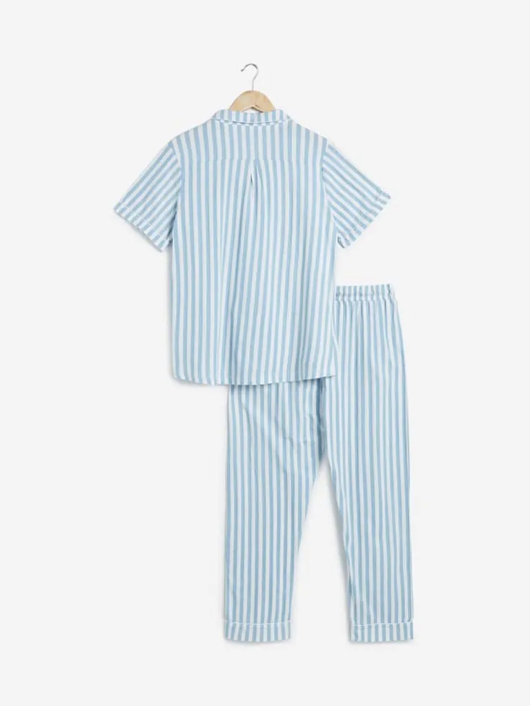 Wunderlove Light Blue Sleep Shirt And Pyjamas